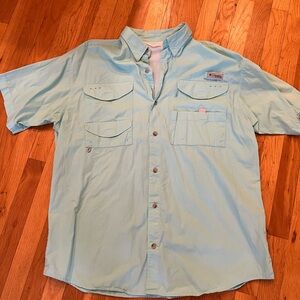 Columbia Men's Sky Blue Casual Button Down Shirt